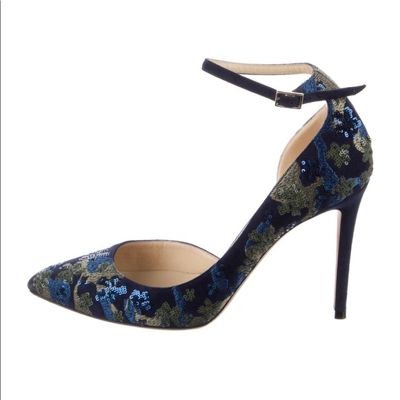Jimmy Choo /  Lucy 100 D’Orsay Pumps Sequin floral Pattern 39 9 - Picture 6 of 16